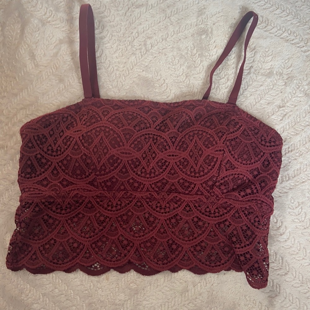 Burgundy Lace Top